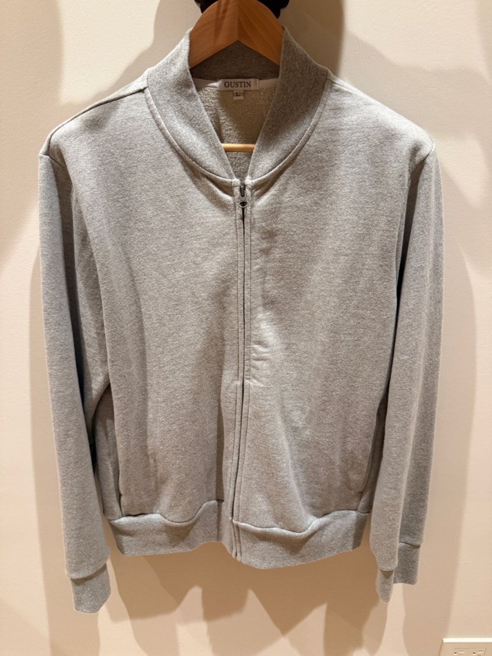 Gustin Men's French Terry Bomber Light Grey Large